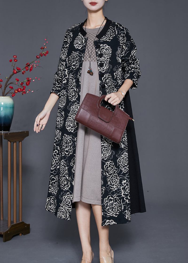 Übergroßer Schwarzer Trenchcoat Aus Baumwolle Mit Patchwork-print - Damen-Trenchcoats