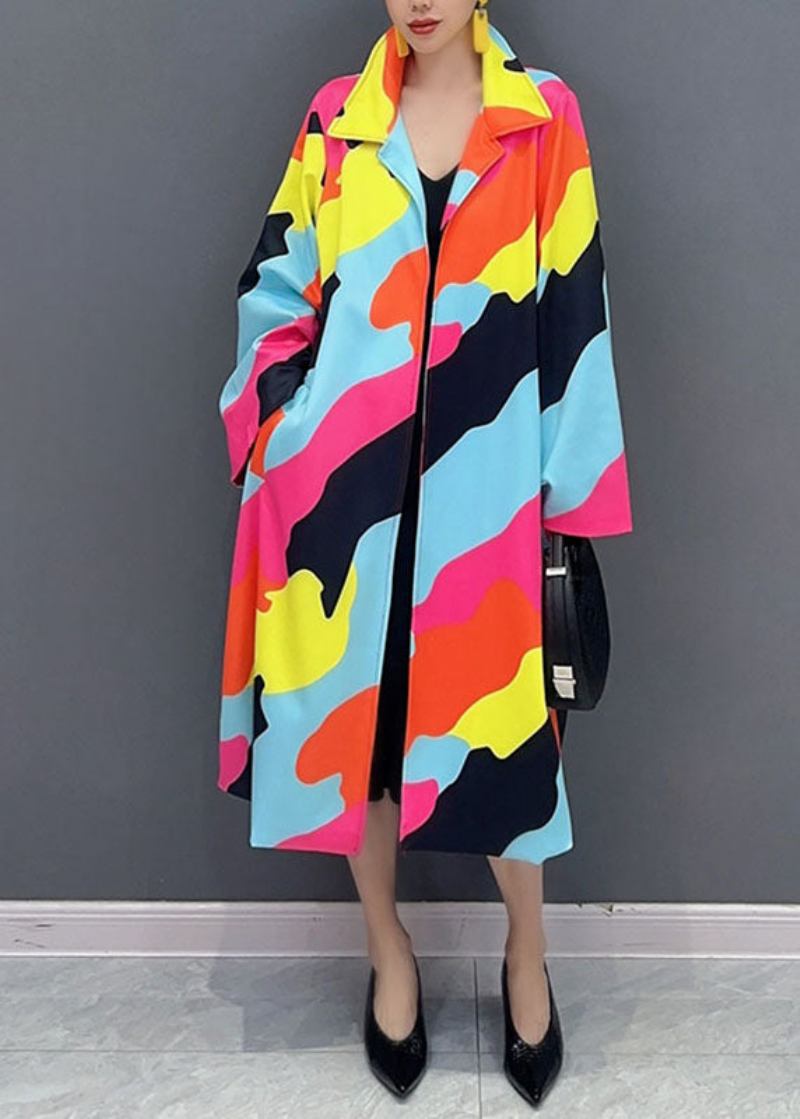 Vogue Regenbogen Quadrat Kragen Knopf Trenchcoats Herbst