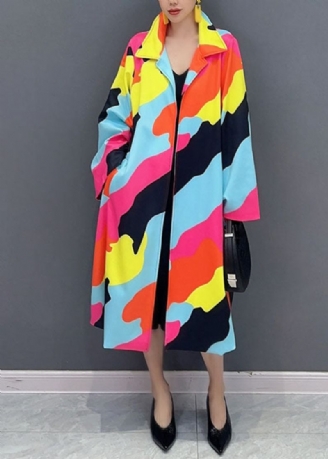 Vogue Regenbogen Quadrat Kragen Knopf Trenchcoats Herbst