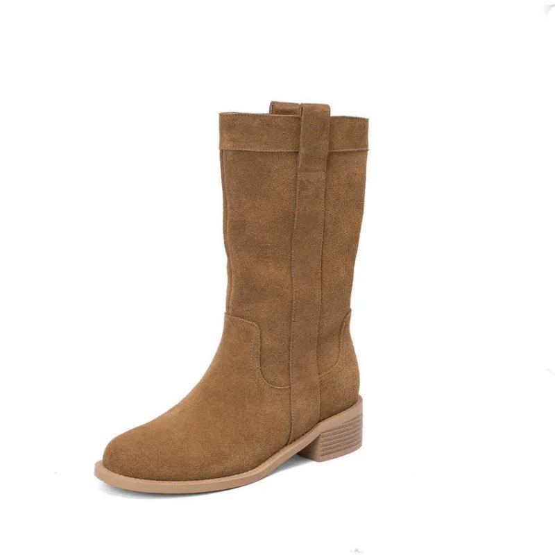 Damen Halbhohe Stiefel Herbst Winter Schuhe Leder - Grün