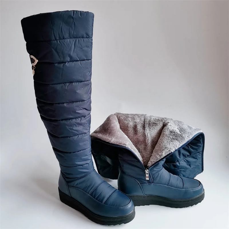 Daunen Warme Plüschstiefel Damen Winterschuhe Plateau - Schwarz