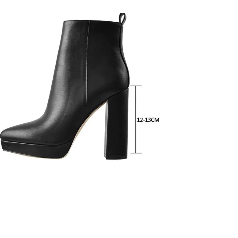 Frühlings-stiefeletten Für Damen Prägnant Spitze Zehenpartie Seitlicher Reißverschluss Niedrige Plateau-high Heels Reife Lässige Stiefeletten - Anthrazit