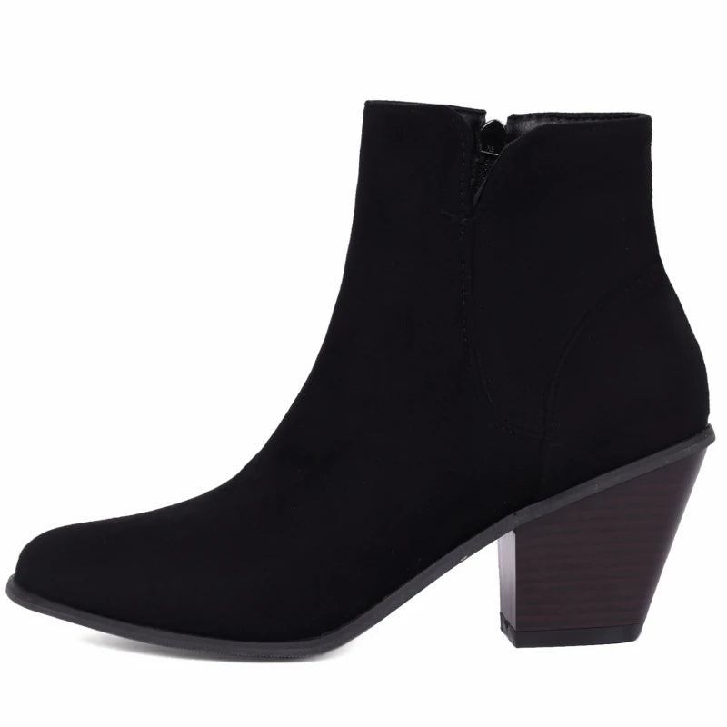 Stiefeletten Für Damen Elegante Party Tanzschuhe Damenschuhe Lässige Winter Kurze Stiefel Frühling - schwarz