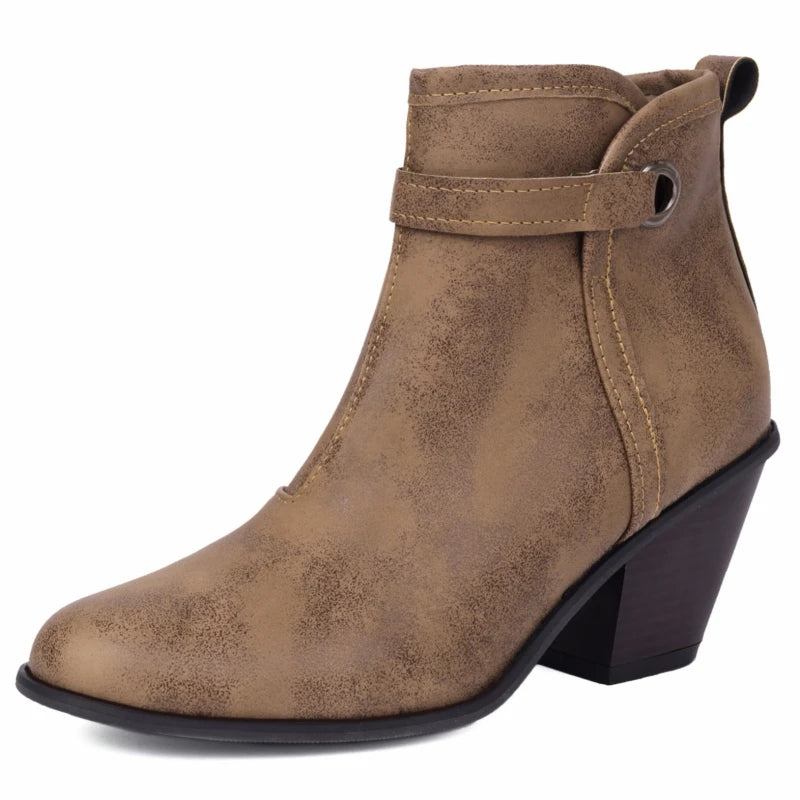 Vintage-stiefeletten Für Damen Schuhe Keilabsatz Herbst-winter-kurzstiefel Frühling - khaki