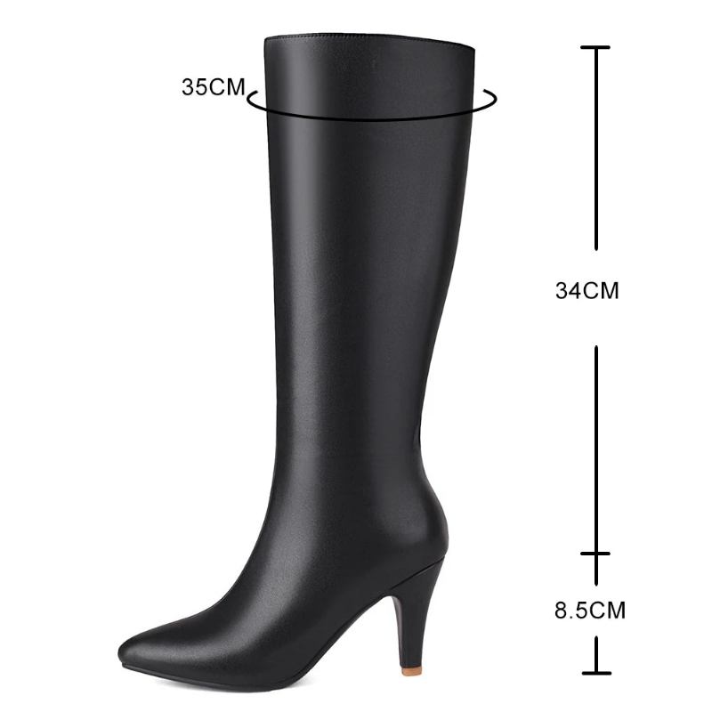 Winter-kniehohe Damenstiefel Moderne Stiefel Große Größe Mit Konischem Absatz Stiletto-partyschuhe - Braun