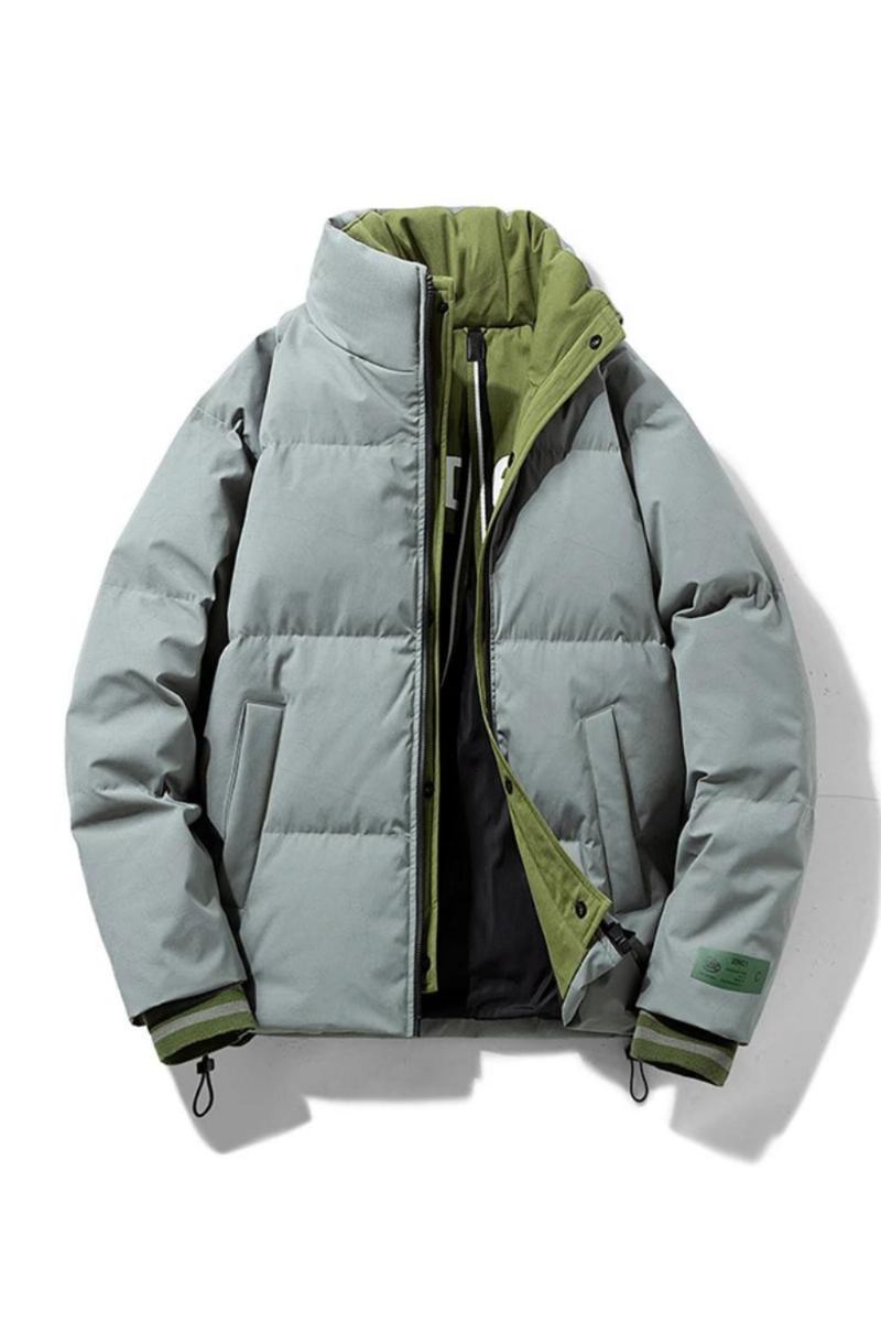 Daunenjacke Für Herren Winter-pufferjacke Einfarbig Mäntel Winter-daunenmantel Mit Stehkragen Für Campingjacken Schwarz