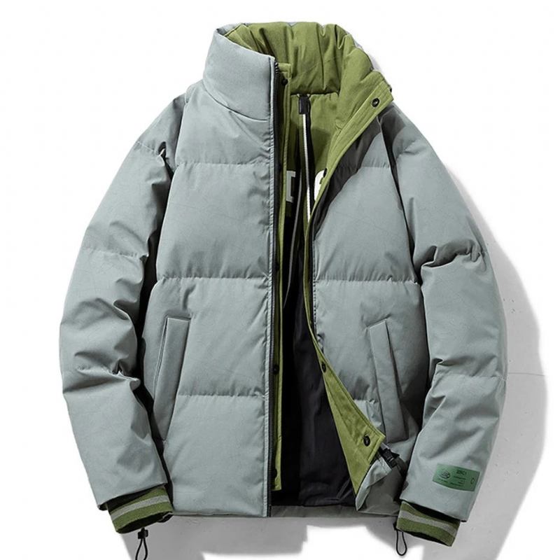 Daunenjacke Für Herren Winter-pufferjacke Einfarbig Mäntel Winter-daunenmantel Mit Stehkragen Für Campingjacken Schwarz - Schwarz