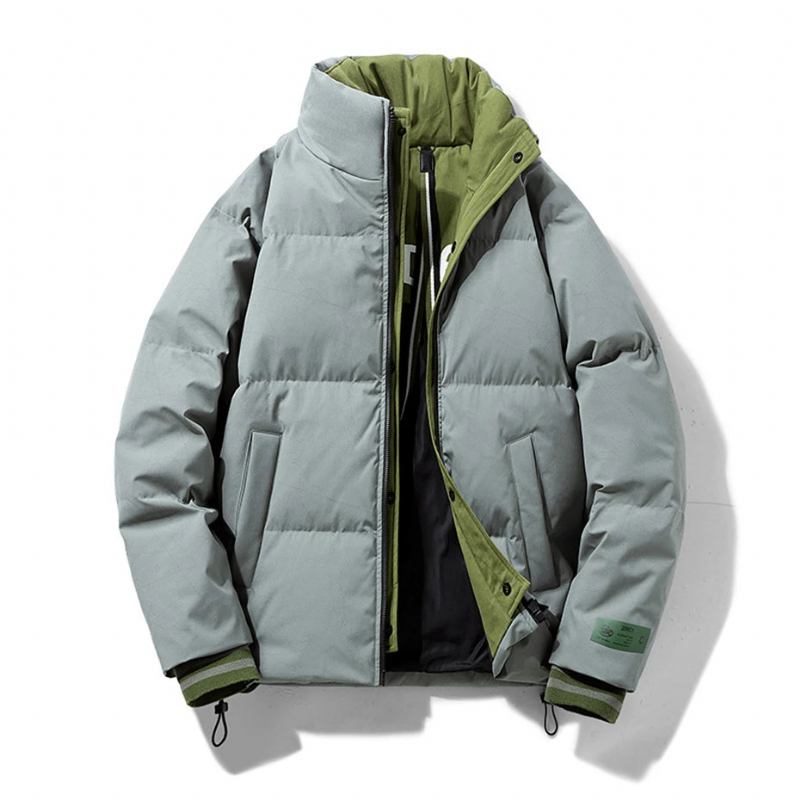 Daunenjacke Für Herren Winter-pufferjacke Einfarbig Mäntel Winter-daunenmantel Mit Stehkragen Für Campingjacken Schwarz - Schwarz