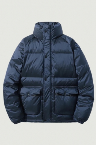 Gepolsterte Winterjacke Für Herren Weiße Daunenjacke Flauschige Puffer-oberbekleidung Schwarzer Übergrößenmantel Für