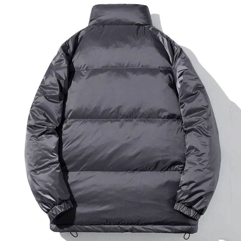 Gepolsterte Winterjacke Für Herren Weiße Daunenjacke Flauschige Puffer-oberbekleidung Schwarzer Übergrößenmantel Für - Schwarz