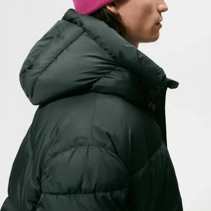 Winter-daunenjacke Mit Kapuze Aus Baumwolle Für Herren Lässig Winddicht Manschettendesign Herrenjacke - Schwarz