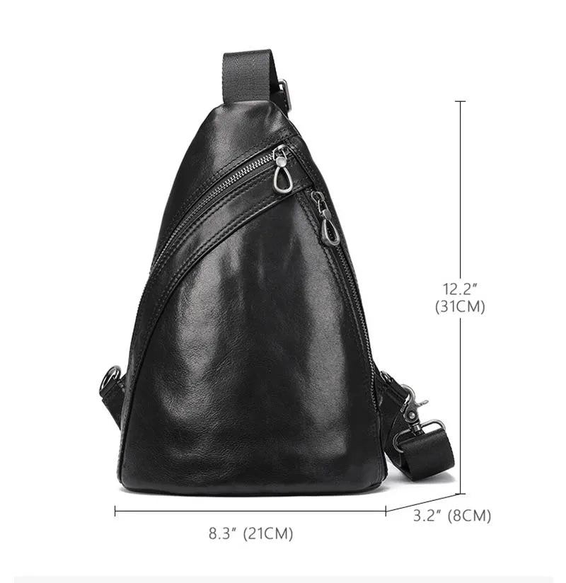 Echte Leder-brusttaschen Für Männer Leder-umhängetaschen Brusttasche Für - Schwarz