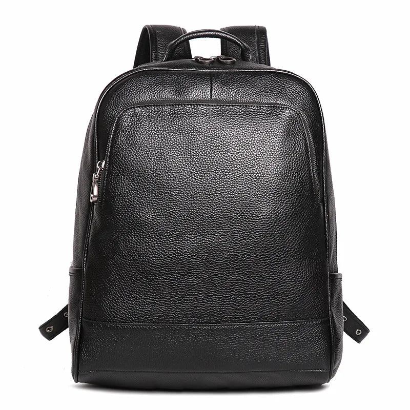 Europäische Und Amerikanische Herren-lederhandtasche Mit Großem Fassungsvermögen Computerrucksack Damen-reiserucksack Mit Oberer Schicht - Schwarz