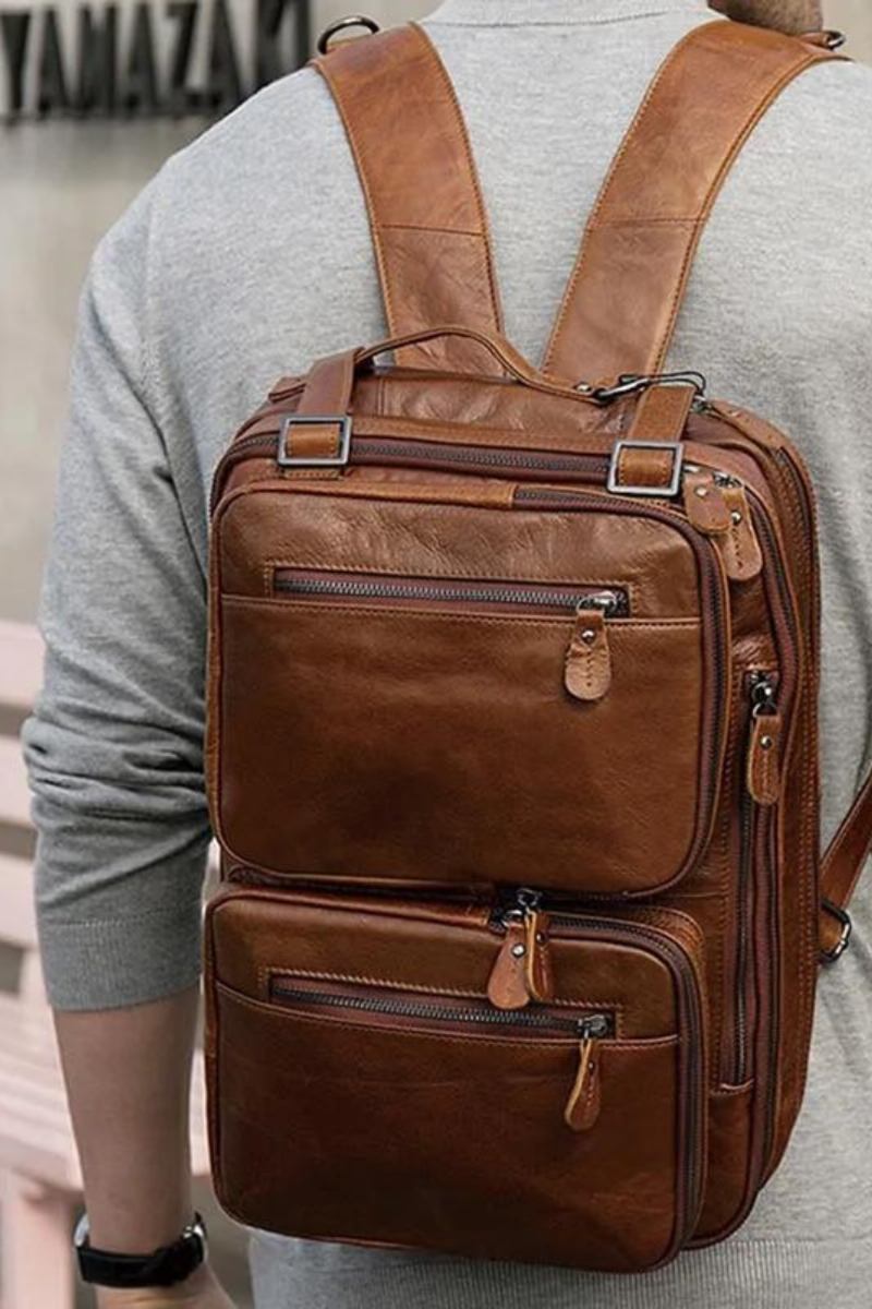 Großer Herren-rucksack Aus Echtem Leder Passend Für 15-zoll-laptop Reiserucksack