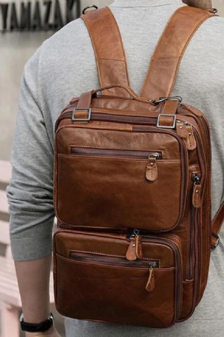 Großer Herren-rucksack Aus Echtem Leder Passend Für 15-zoll-laptop Reiserucksack