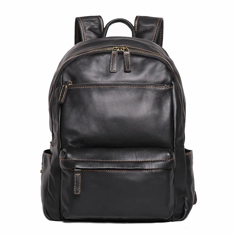 Herren-lederrucksack Damen-lederrucksack 14-zoll-computerrucksack Outdoor-reisetasche - braun