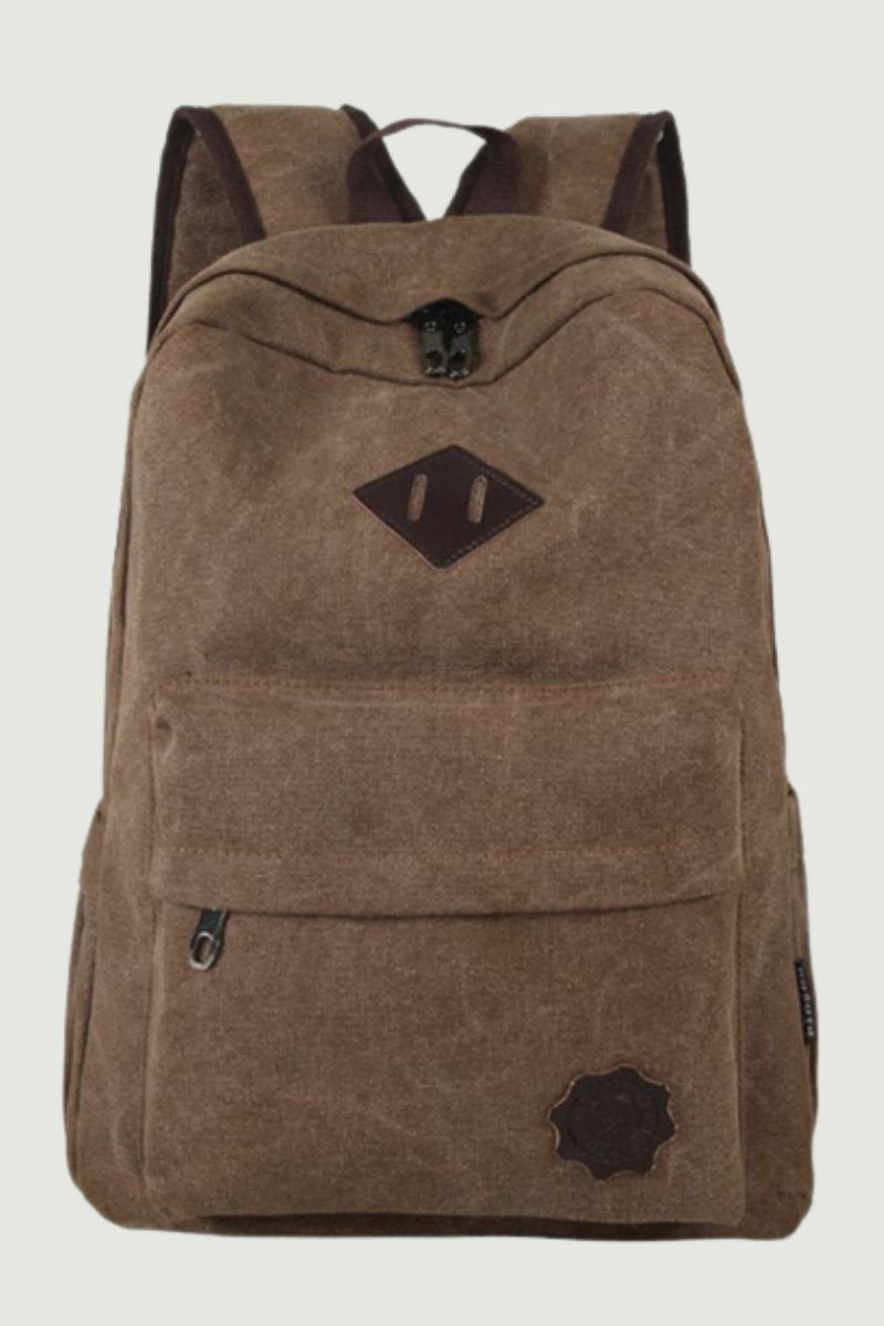 Retro-rucksack Aus Strapazierfähigem Canvas Für Männer Solide College-schultasche Für Teenager Outdoor-kapazität Camping-reiserucksack