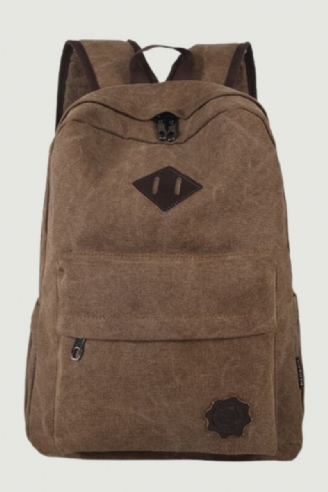 Retro-rucksack Aus Strapazierfähigem Canvas Für Männer Solide College-schultasche Für Teenager Outdoor-kapazität Camping-reiserucksack