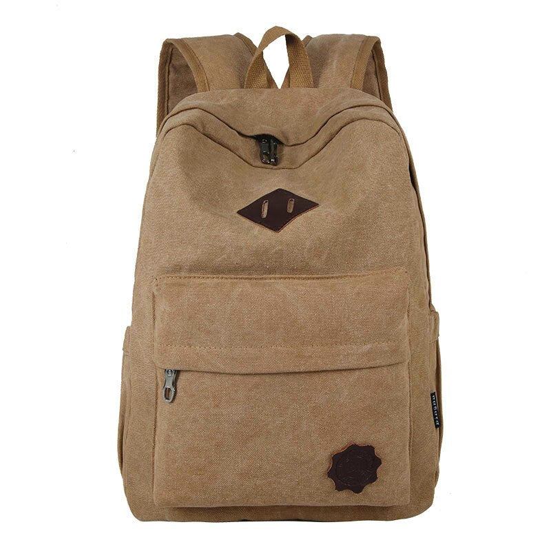 Retro-rucksack Aus Strapazierfähigem Canvas Für Männer Solide College-schultasche Für Teenager Outdoor-kapazität Camping-reiserucksack - Schwarz