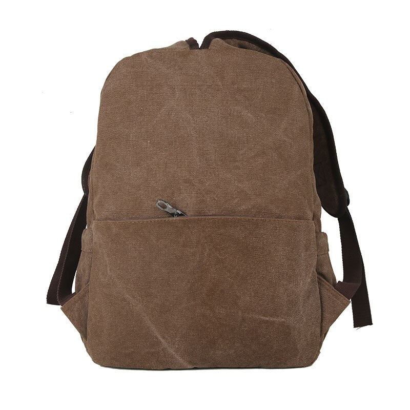 Retro-rucksack Aus Strapazierfähigem Canvas Für Männer Solide College-schultasche Für Teenager Outdoor-kapazität Camping-reiserucksack - Schwarz