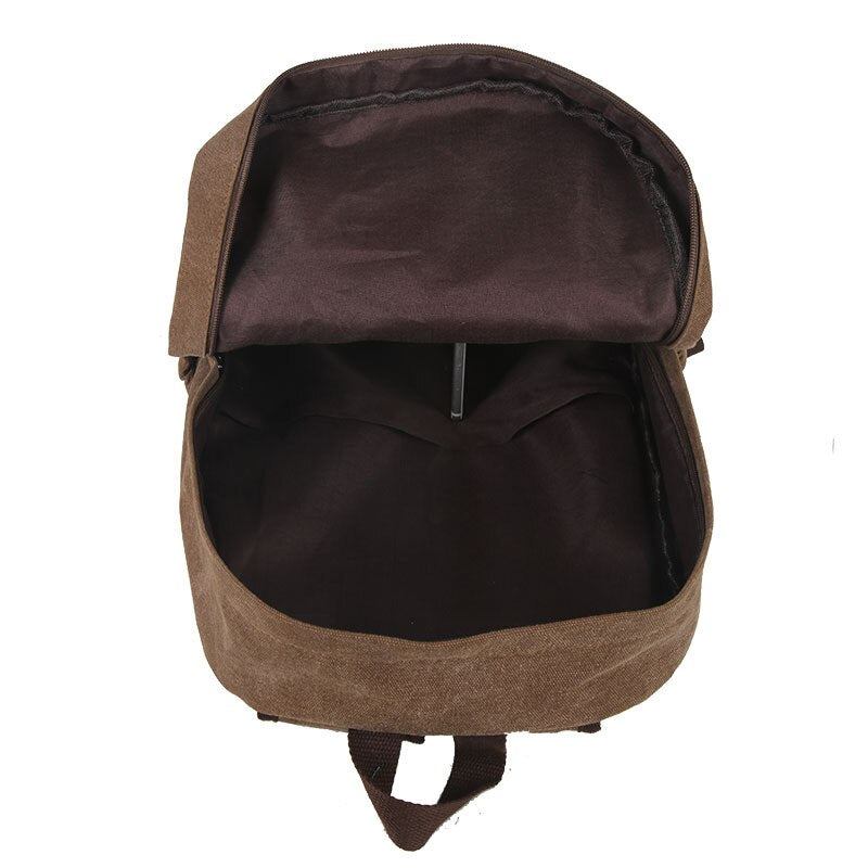 Retro-rucksack Aus Strapazierfähigem Canvas Für Männer Solide College-schultasche Für Teenager Outdoor-kapazität Camping-reiserucksack - Schwarz