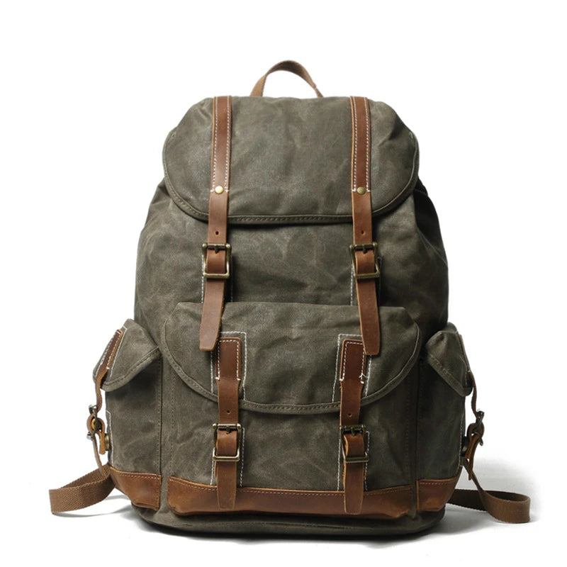 Retro-rucksack Für Outdoor-reisen Mit Großem Fassungsvermögen Einfacher Herren-magnetverschluss - Dunkelbraun