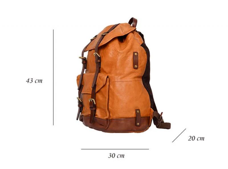 Rucksack Für Herren Reiserucksack Retro-leder Fallschirmjägertasche Importiert Gegerbt - Braun