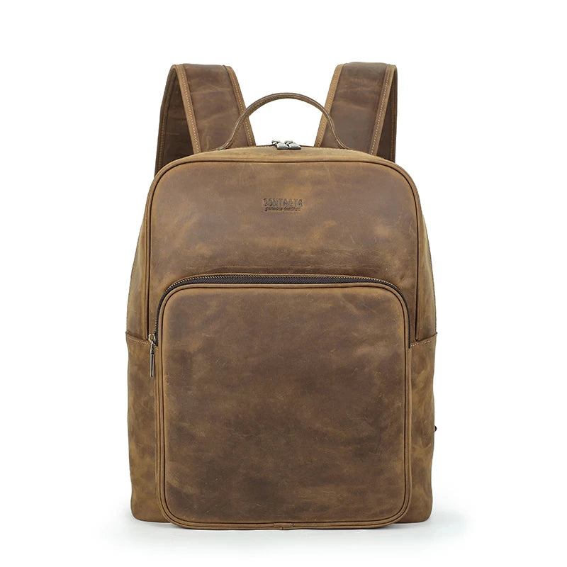 Vintage-rucksack Für Herren Designer-rucksack Aus Echtem Leder - Kaffee