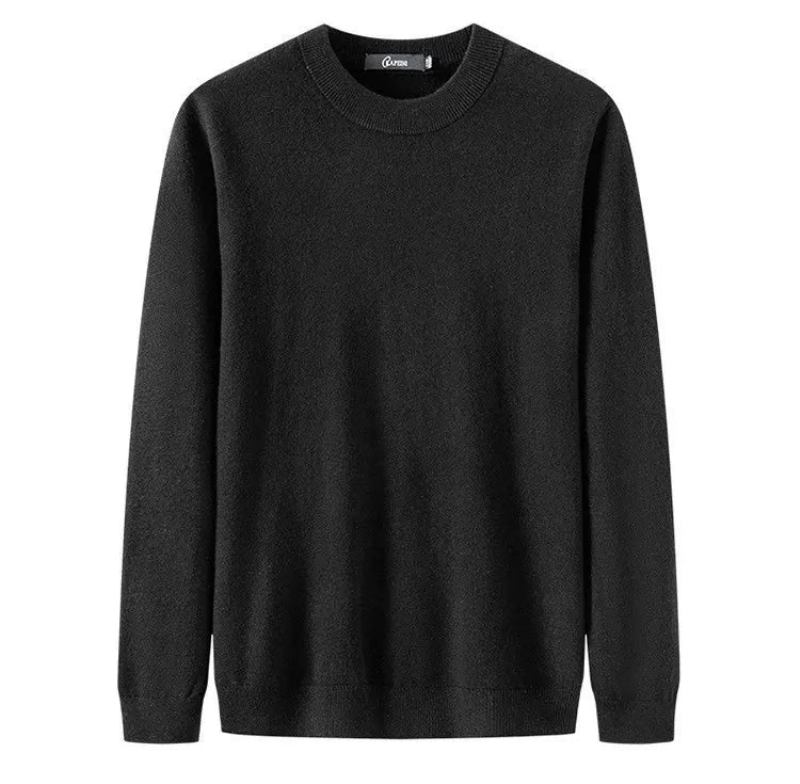 Einfarbiger Nahtloser Schwarzer Pullover Aus Wolle Für Den Frühling Und Herbst - Schwarz