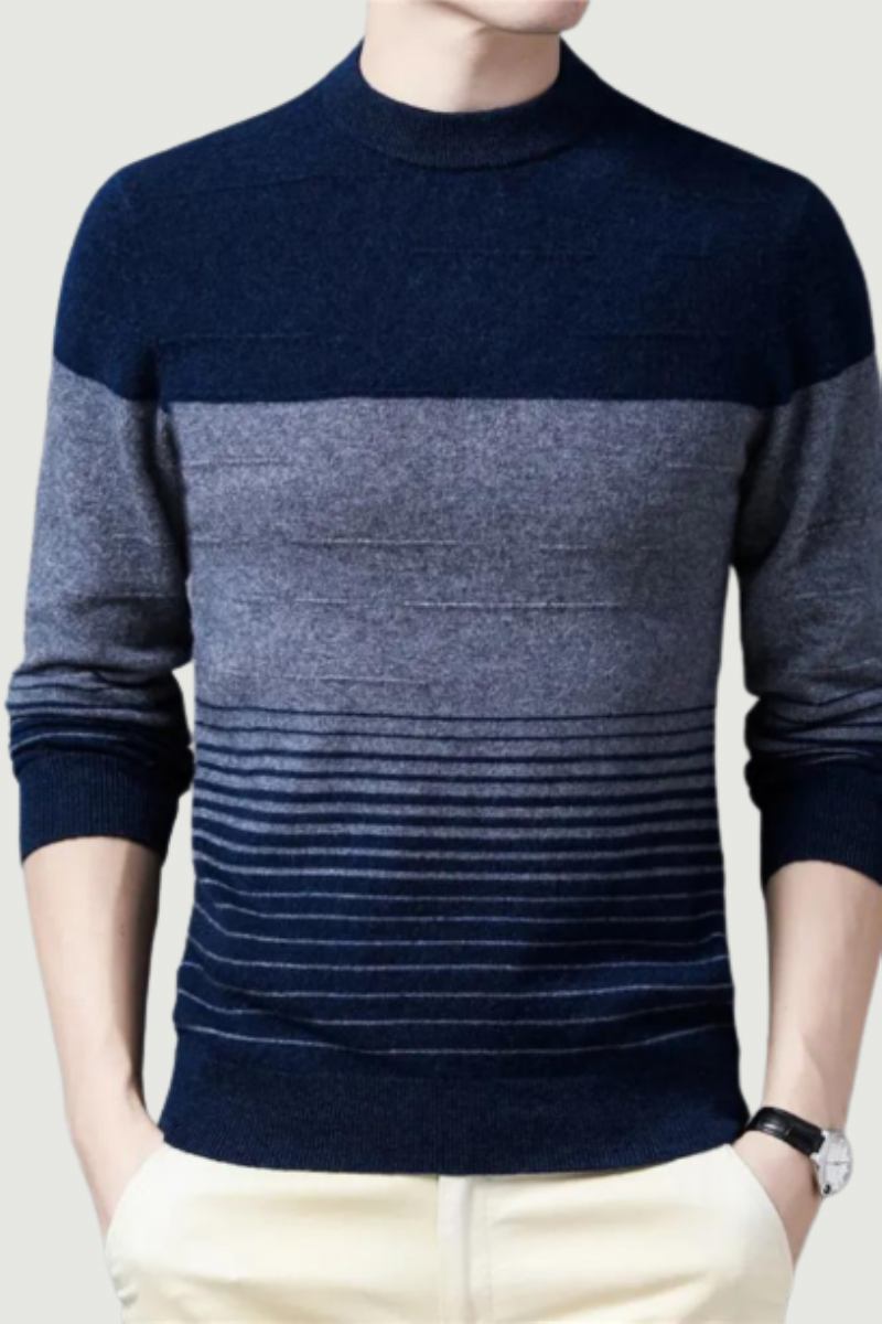 Gestreifter Rundhalspullover Aus Wolle Herrenbekleidung Herbst-winter Neuankömmling Klassischer Pullover Pull Homme