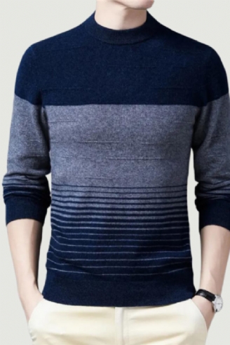 Gestreifter Rundhalspullover Aus Wolle Herrenbekleidung Herbst-winter Neuankömmling Klassischer Pullover Pull Homme