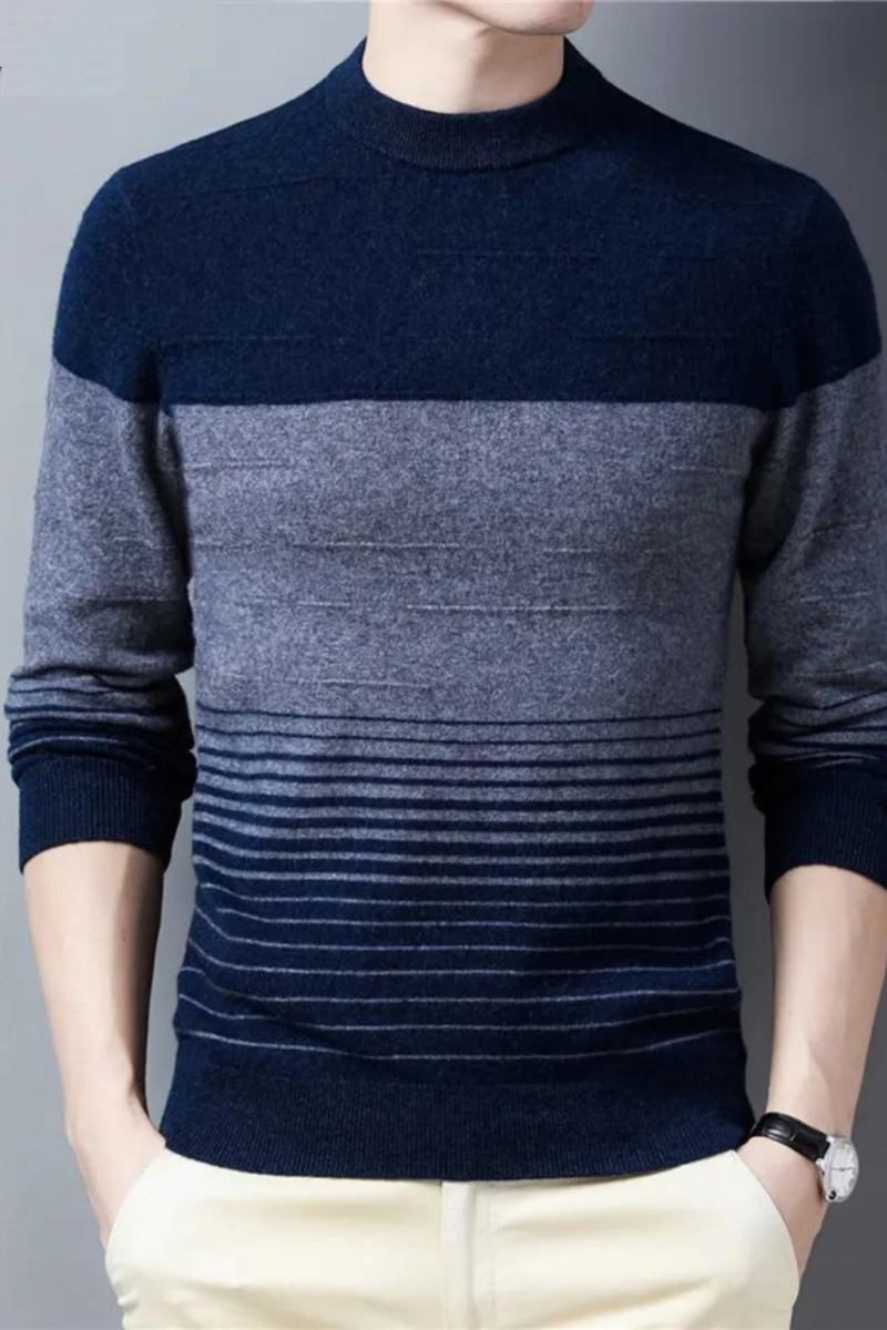 Gestreifter Rundhalspullover Aus Wolle Herrenbekleidung Herbst-winter Neuankömmling Klassischer Pullover Pull Homme - Grün