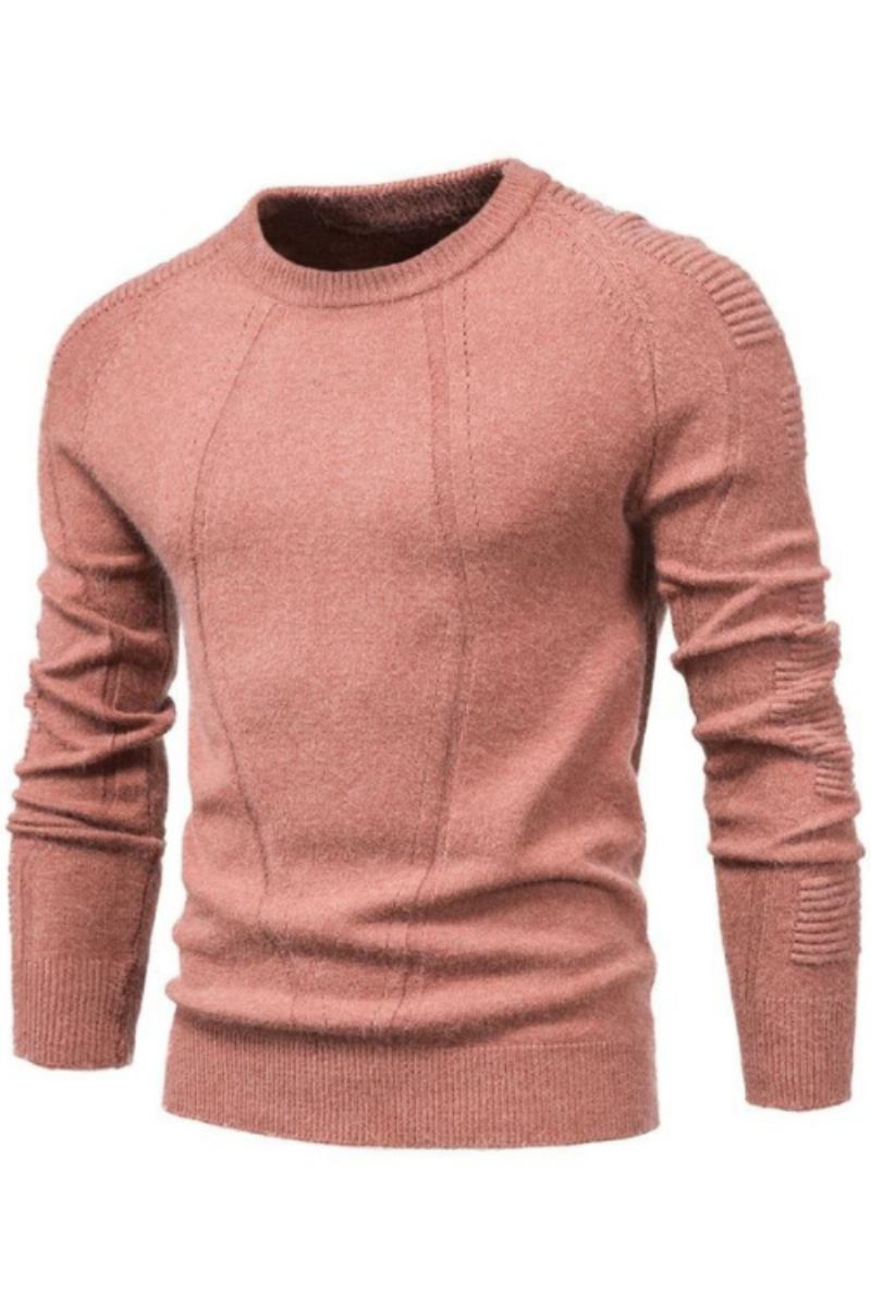 Herbst-winter-pullover Einfarbig Herrenpullover O-ausschnitt Geometrischer Pullover Herren Lässiger Schmaler Herrenbekleidung