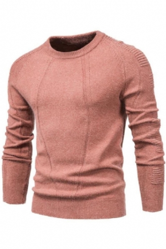 Herbst-winter-pullover Einfarbig Herrenpullover O-ausschnitt Geometrischer Pullover Herren Lässiger Schmaler Herrenbekleidung