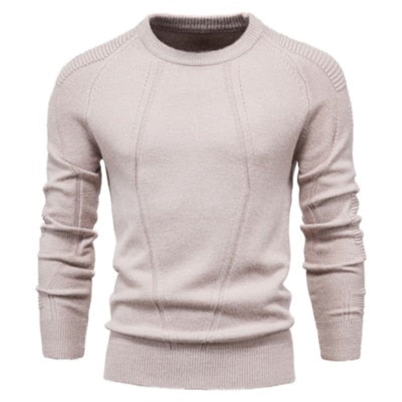 Herbst-winter-pullover Einfarbig Herrenpullover O-ausschnitt Geometrischer Pullover Herren Lässiger Schmaler Herrenbekleidung - Schwarz