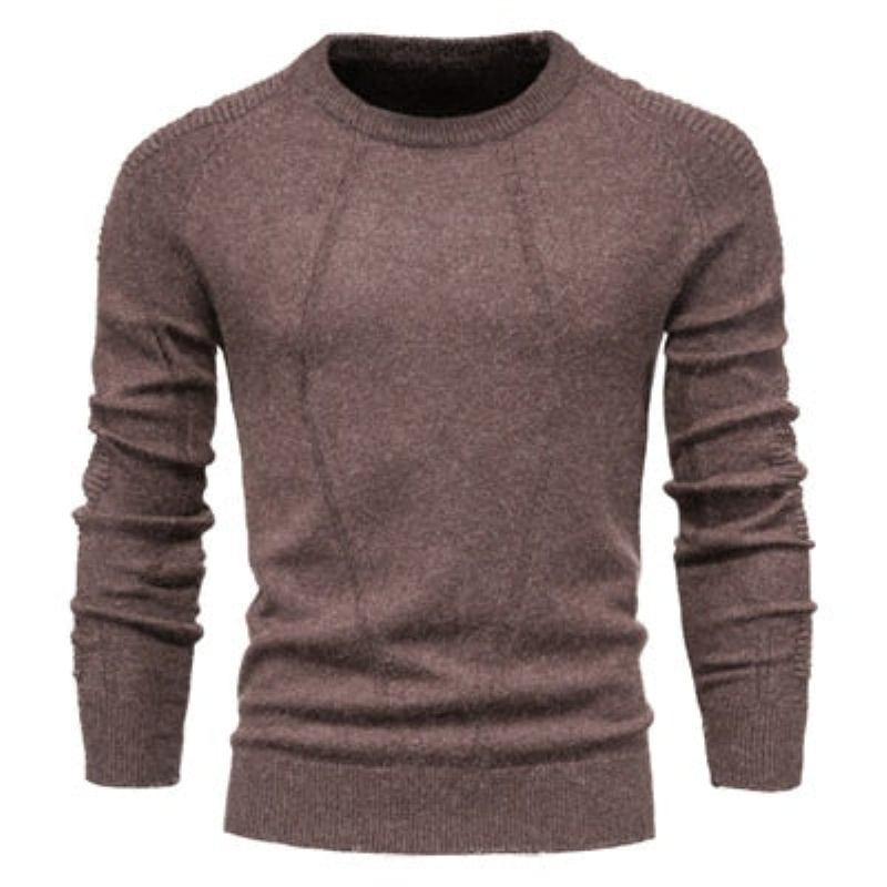 Herbst-winter-pullover Einfarbig Herrenpullover O-ausschnitt Geometrischer Pullover Herren Lässiger Schmaler Herrenbekleidung - Schwarz