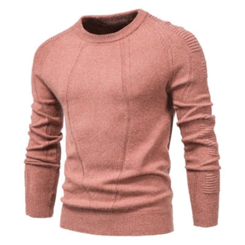 Herbst-winter-pullover Einfarbig Herrenpullover O-ausschnitt Geometrischer Pullover Herren Lässiger Schmaler Herrenbekleidung - Schwarz