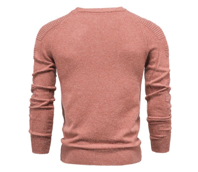 Herbst-winter-pullover Einfarbig Herrenpullover O-ausschnitt Geometrischer Pullover Herren Lässiger Schmaler Herrenbekleidung - Schwarz