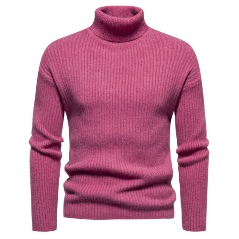 Herbst Winter Pullover Herren Rollkragenpullover Warme Tops - Rosa