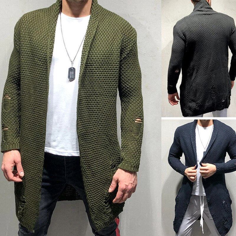 Herren-cardigan Lässiger Strickpullover Mantel Oberteile Streetwear Mittellanger Pullover Herrenpullover Kleidung - Marineblau