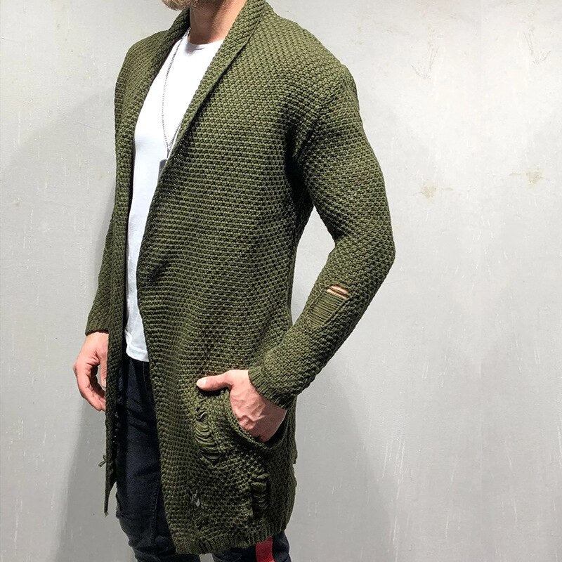 Herren-cardigan Lässiger Strickpullover Mantel Oberteile Streetwear Mittellanger Pullover Herrenpullover Kleidung - Marineblau