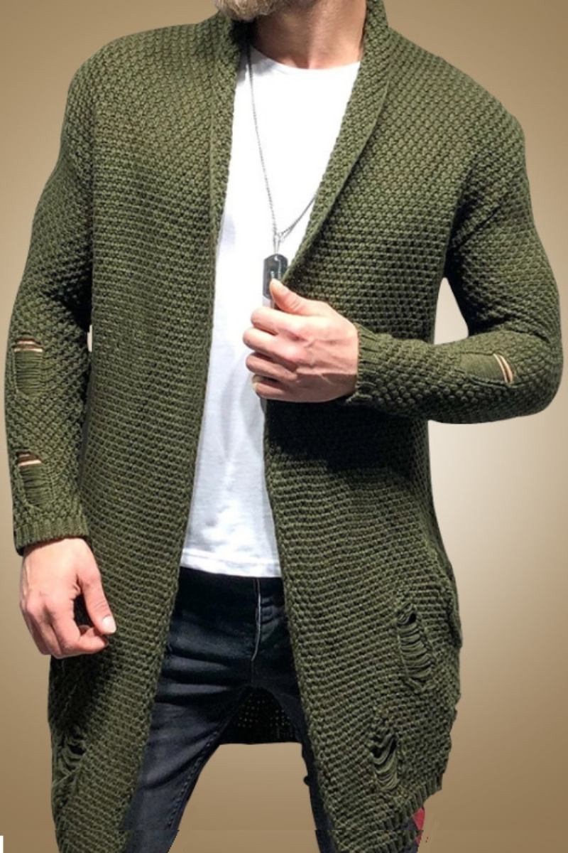 Herren-cardigan Lässiger Strickpullover Mantel Oberteile Streetwear Mittellanger Pullover Herrenpullover Kleidung - Marineblau