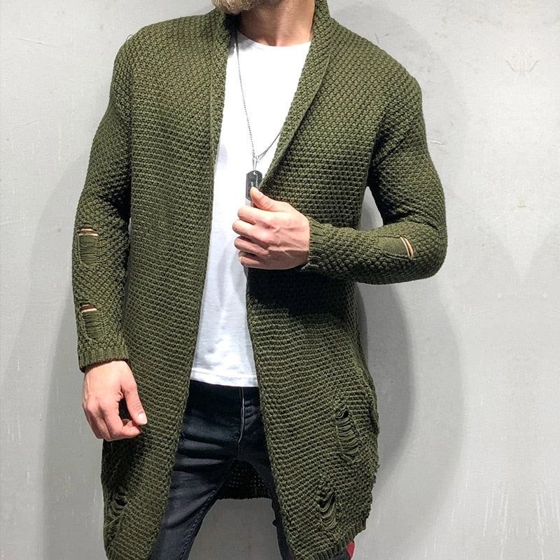 Herren-cardigan Lässiger Strickpullover Mantel Oberteile Streetwear Mittellanger Pullover Herrenpullover Kleidung - Marineblau