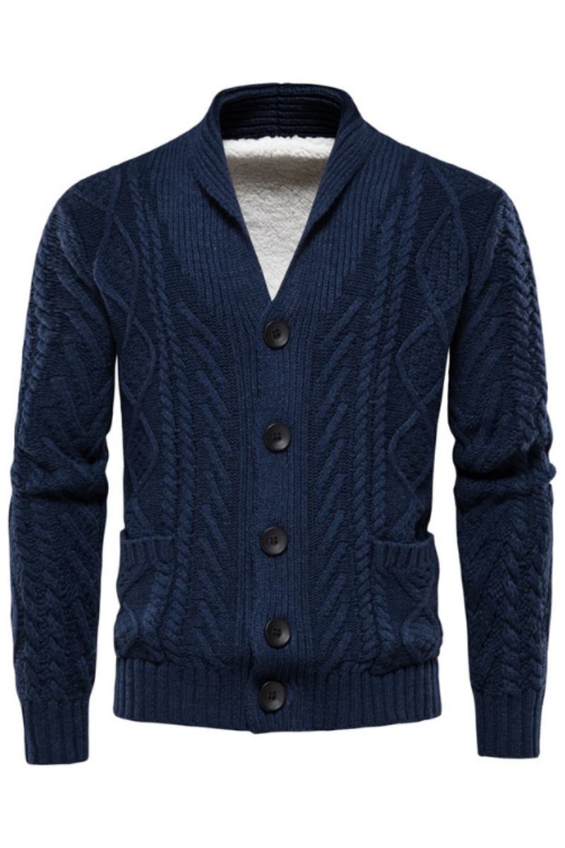 Herren-fleece-cardigan Einfarbig Einreihig Lässig Langärmelig Neue Winterpullover Für Herren