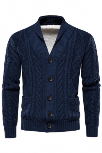 Herren-fleece-cardigan Einfarbig Einreihig Lässig Langärmelig Neue Winterpullover Für Herren