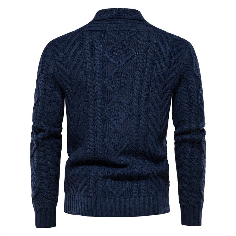 Herren-fleece-cardigan Einfarbig Einreihig Lässig Langärmelig Neue Winterpullover Für Herren - Dunkelgrau