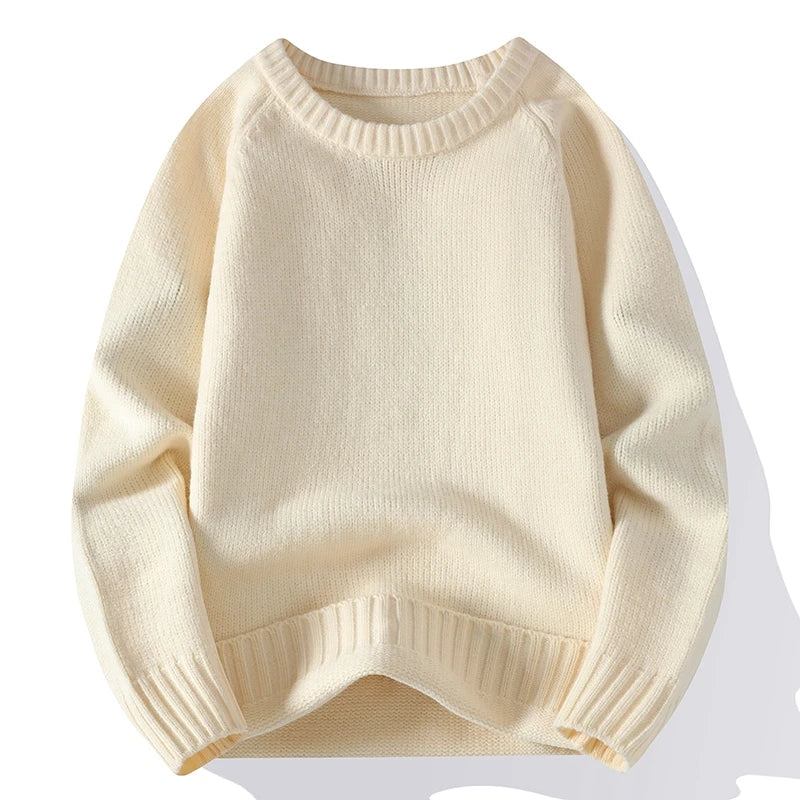 Herren Gestreifte Strickpullover Lockere Pullover Mit Rundhalsausschnitt Stil Streetwear Herrenpullover Herbst Lässig Herrenbekleidung - Beige