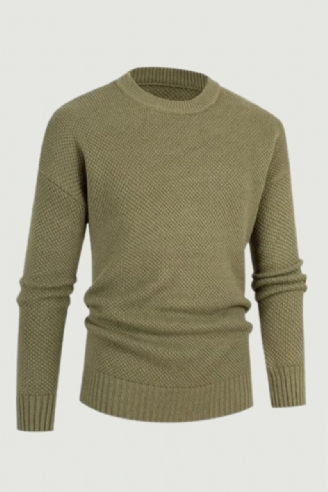 Herren-pullover Mit Klassischem Rundhalsausschnitt Einfarbiger Strickpullover Im Englischen Stil