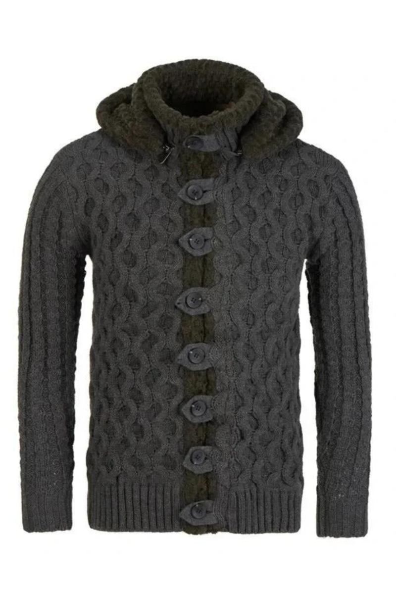 Herren Pullover Strickjacke Jacke Gestrickt Lässiger Mantel Mit Kapuze Warm Dick Oberbekleidung