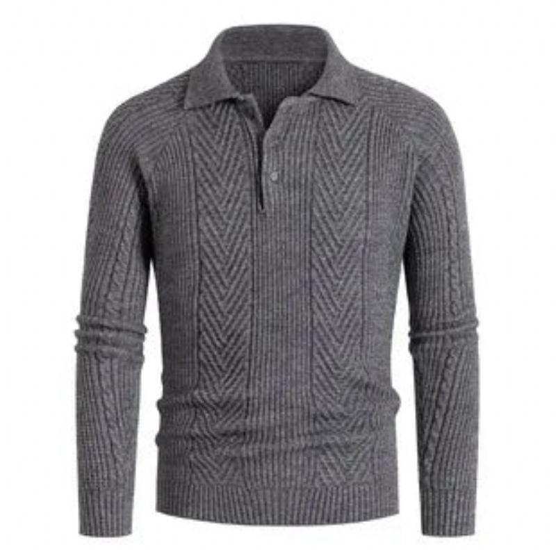 Herren-slim-base-shirt Reverspullover Strickwaren Jacquard Herbst- Und Winterpullover Dicker Herrenmantel - Marineblau